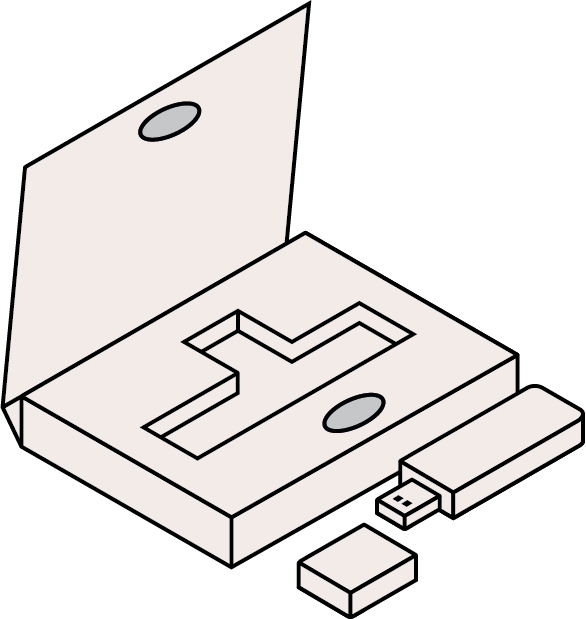 USB-Box - Schachtel mit Platz fuer einen USB-Stick und einem Klettverschluss