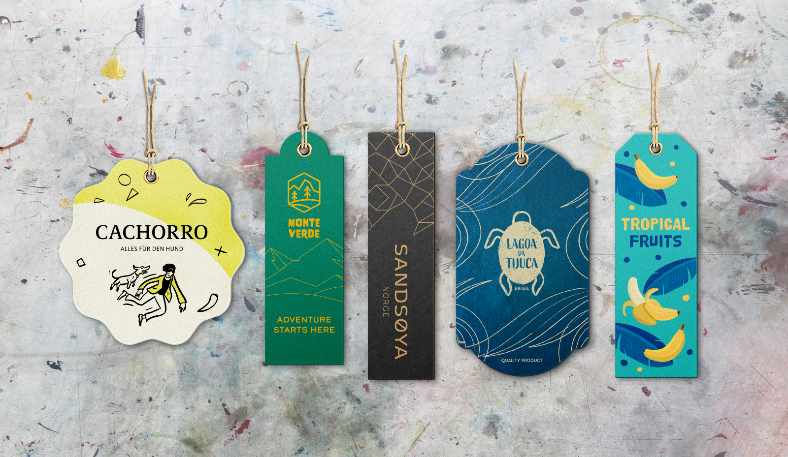 Hangtags in verschiedenen Formen (Anhängeetiketten)