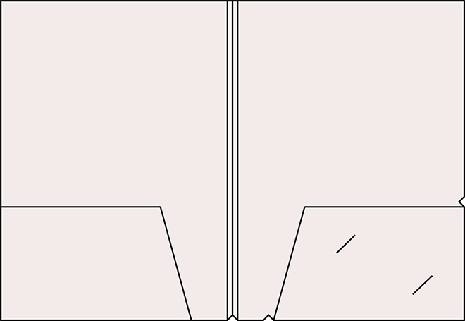 Mappe Nr. 10 - Präsentationsmappe mit zwei Einstecktaschen, links ohne Füllhöhe, rechts mit 5 mm Füllhöhe, Schlitze für Visitenkarte