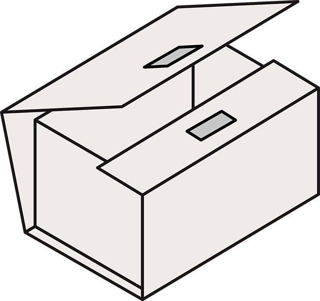 Fuenfteilige Buchdeckenverpackung - Variante 3: Buchdeckenverpackung in individueller Groeße, mit eingeklebtem Unterteil und verdeckt eingearbeitetem Magnetverschluss auf verkuerzter Verschlusslasche