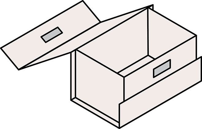 Fuenfteilige Buchdeckenverpackung - Variante 1: Buchdeckenverpackung in individueller Groeße, mit eingeklebtem Unterteil sowie mittig geteiltem, verdeckt eingearbeitetem Magnetverschluss